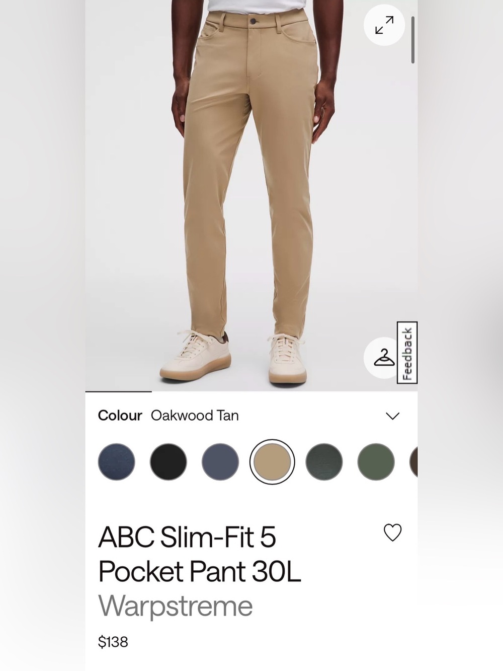 Men’s lululemon 
ABC Slim-Fit 5 Pocket Pant Warpstreme